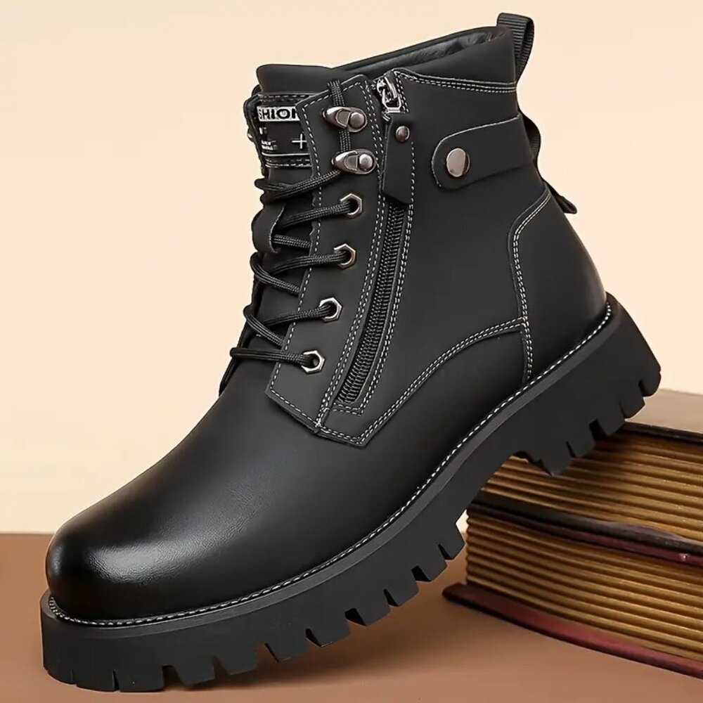 Stylish Black Leather Men's Boots